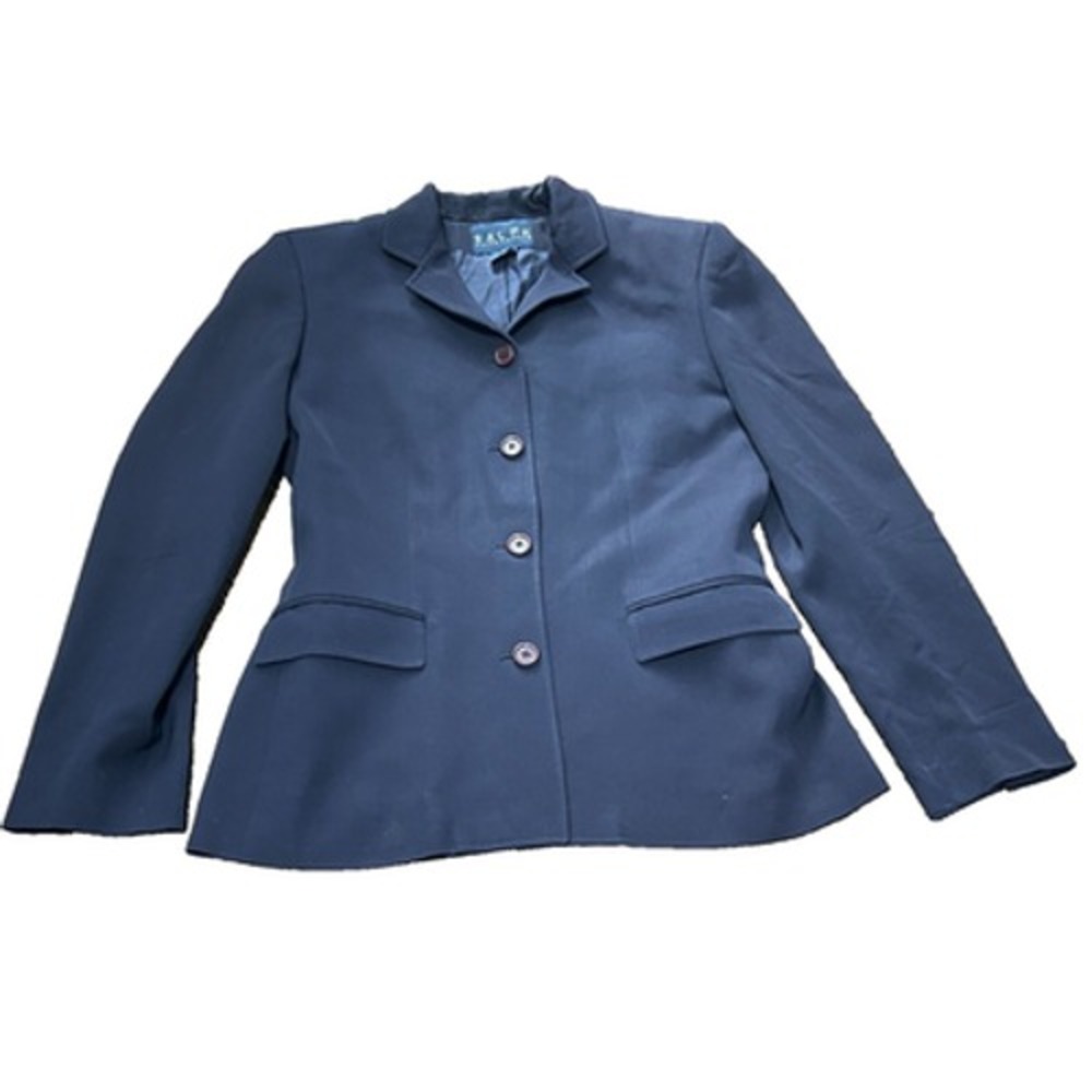 Ralph Lauren Blue Label Women's Blue Long Sleeve Classic 100% Wool Coat Size 8